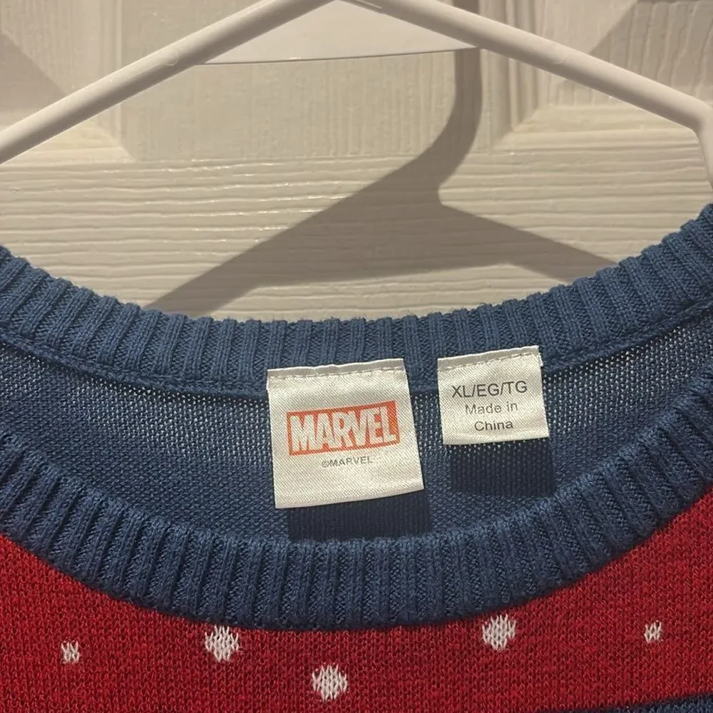 Marvel Red and Blue Crew Spider-Man Ugly Christmas sweater SZ XL Halloween party